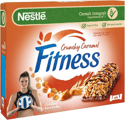 Nestle - Fitness Barrette Crunchy Caramel al Cioccolato e Caramello - Barretta con Frumento e Avena Integrale 94 g
